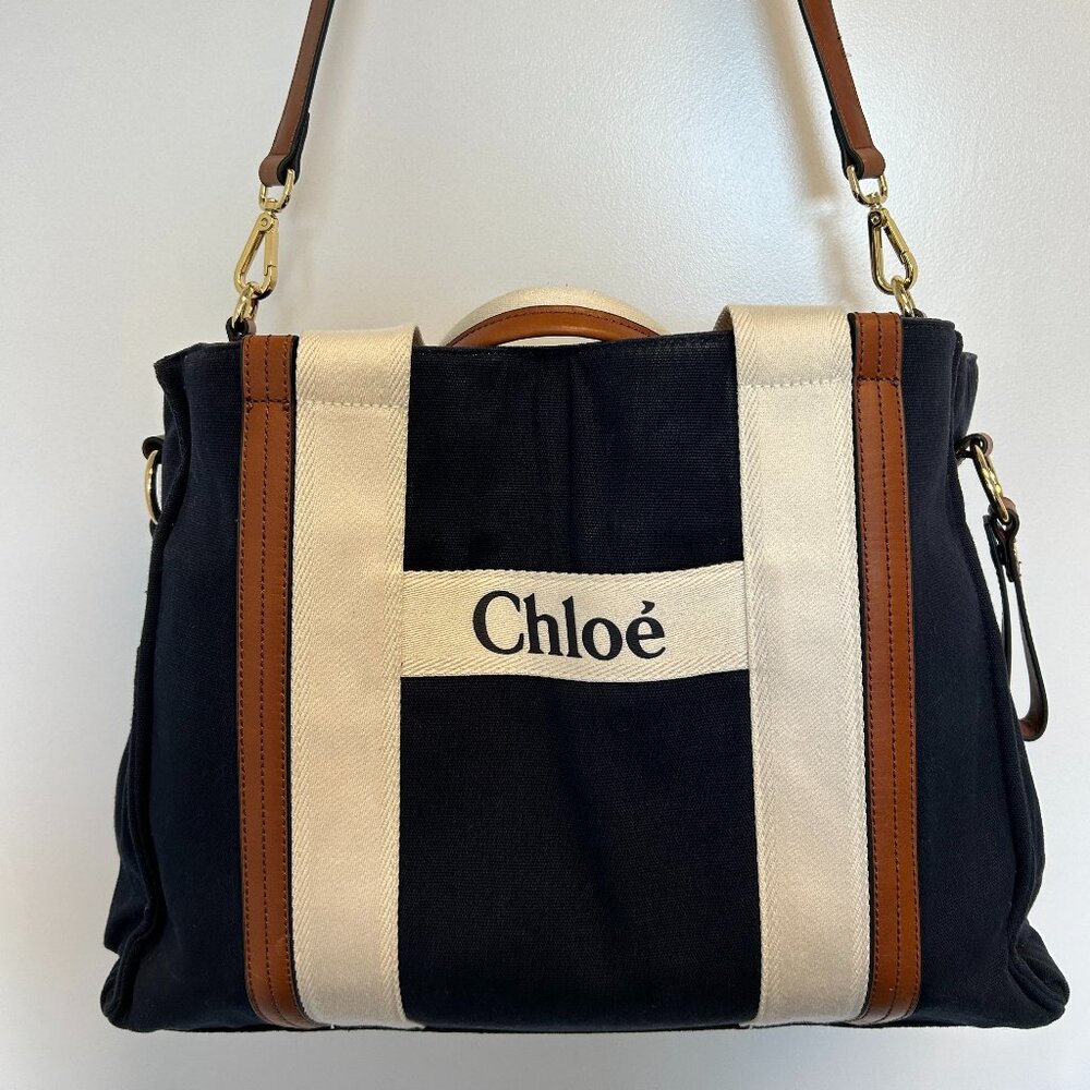 Chloe Navy Blue Canvas Baby Bag